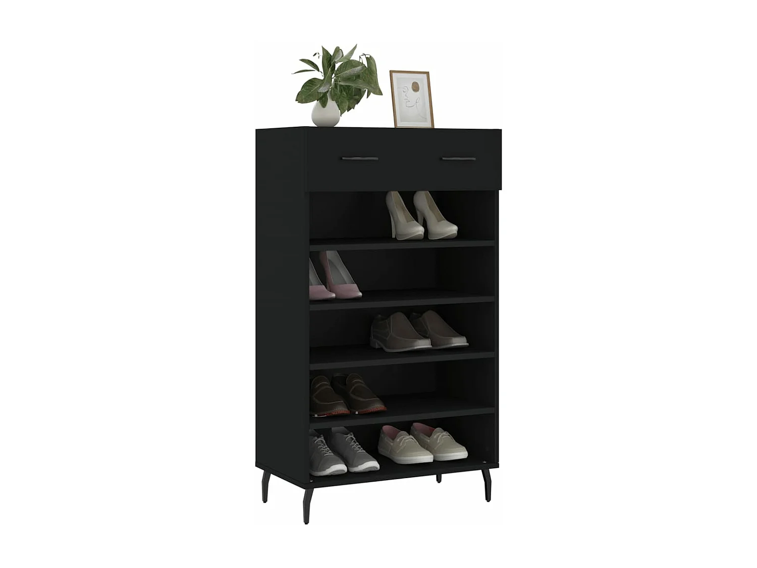 Armoire à chaussures noir 60x35x105 cm bois d'ingénierie