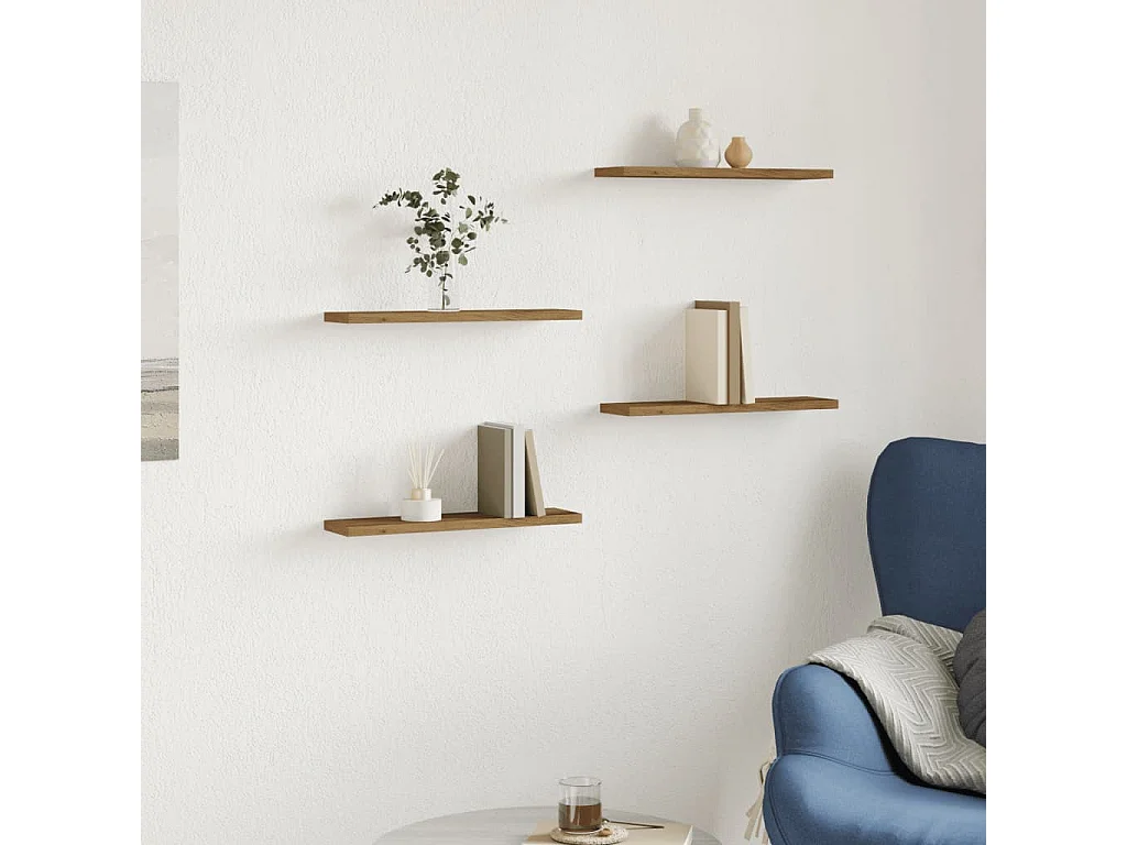 Étagères murales 4 pcs chêne artisanal 40x10x1,5 cm