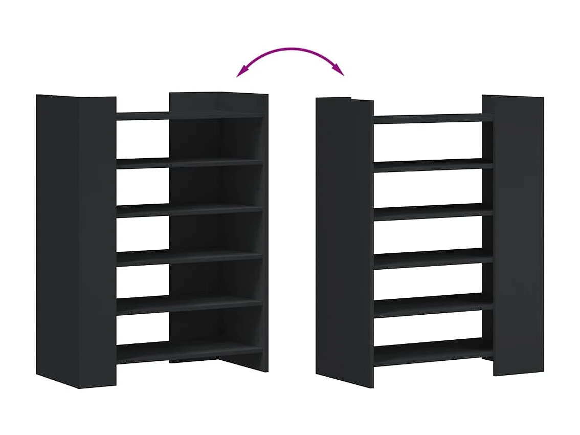 Armoire à chaussures noir 74,5x37,5x100 cm bois d'ingénierie