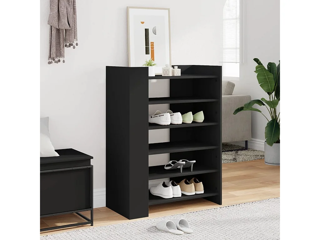 Armoire à chaussures noir 74,5x37,5x100 cm bois d'ingénierie