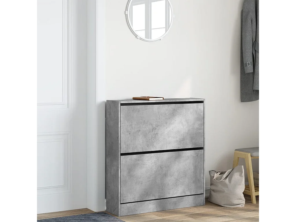 Sapateira cinza concreto 80x21x87,5 cm madeira projetada