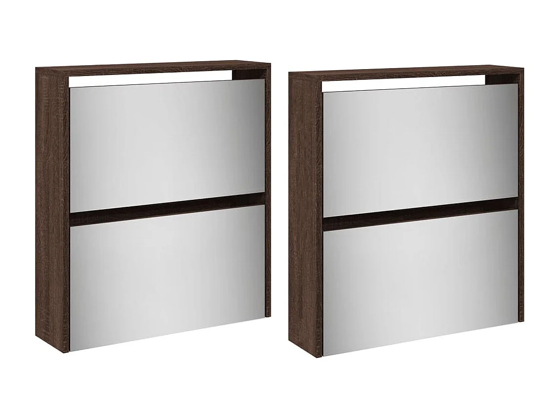 Scarpiera a specchio 4 livelli rovere marrone 63x17x134 cm