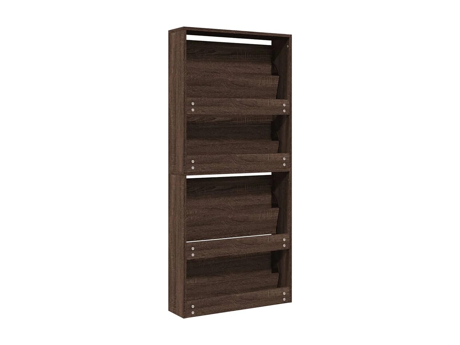 Scarpiera a specchio 4 livelli rovere marrone 63x17x134 cm
