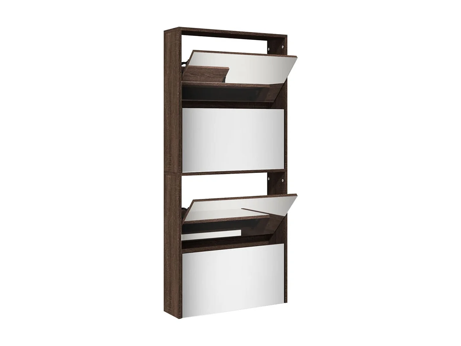 Scarpiera a specchio 4 livelli rovere marrone 63x17x134 cm