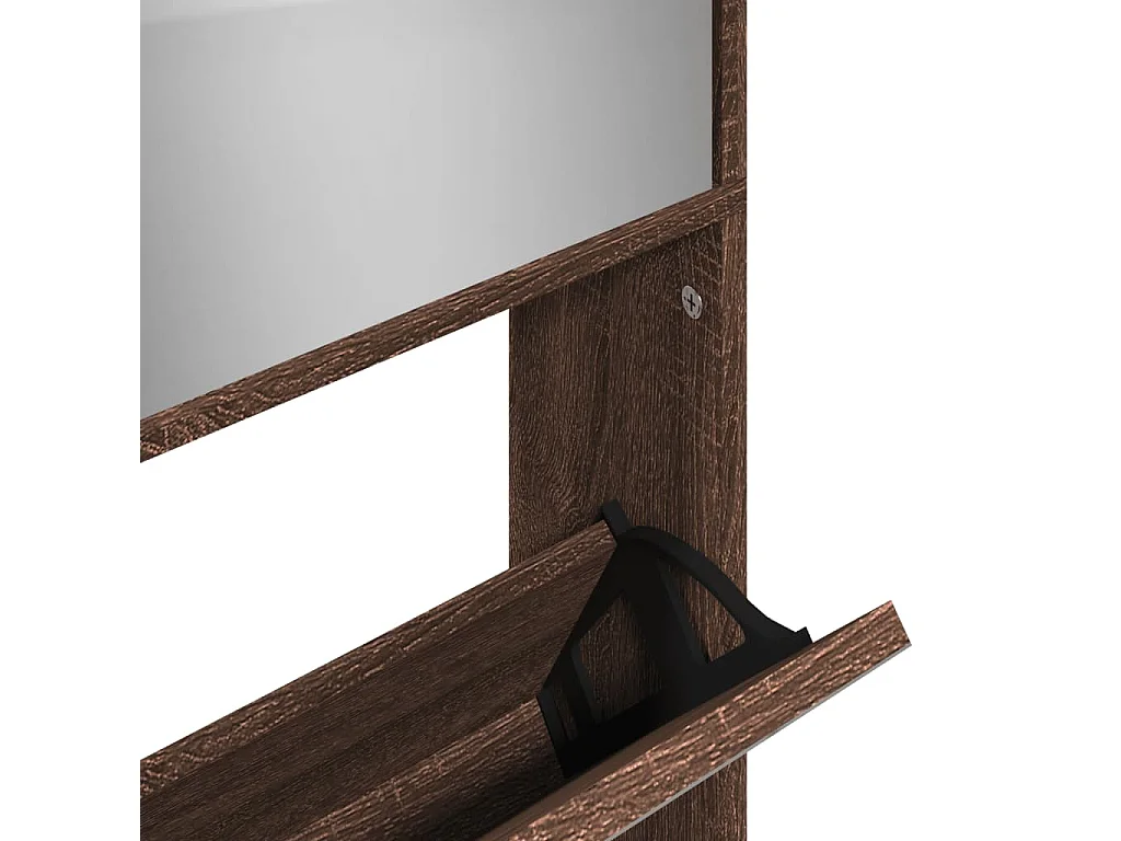 Scarpiera a specchio 4 livelli rovere marrone 63x17x134 cm