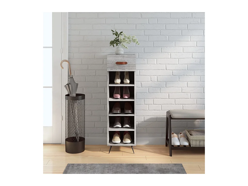 Sonoma grijze schoenenkast 30x35x105 cm samengesteld hout