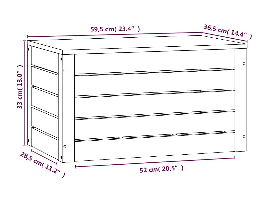 Boîte de rangement 59,5x36,5x33 cm Bois massif de pin