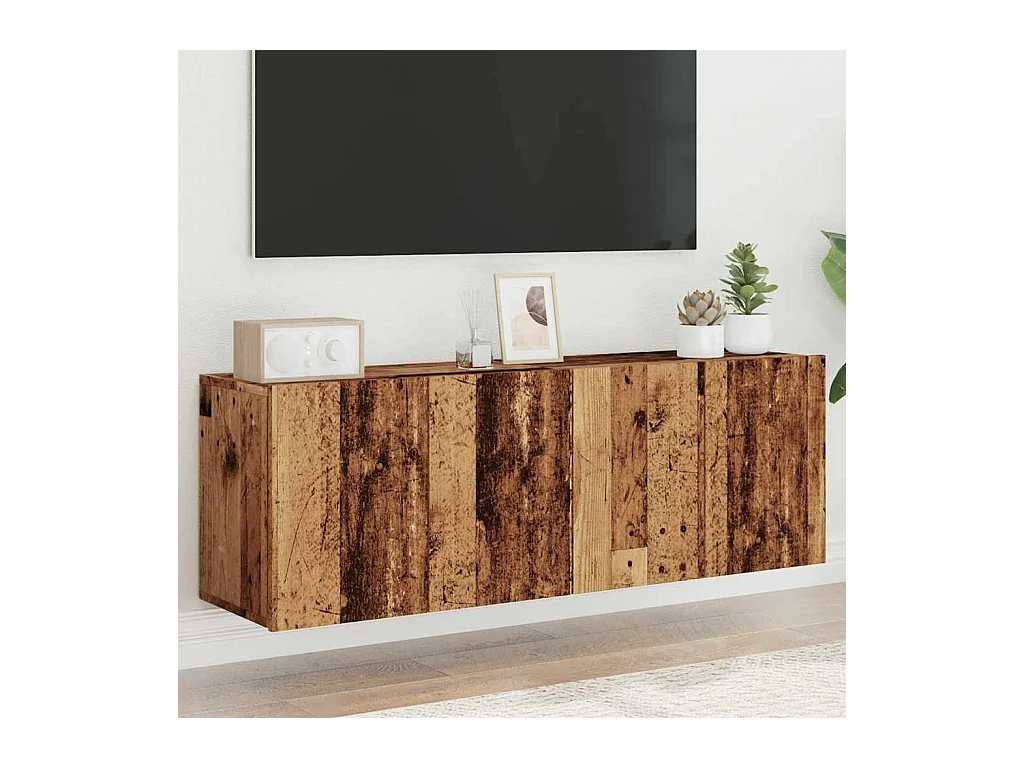 TV-kastjes voor wandmontage 2 stuks oud hout 60x30x41 cm