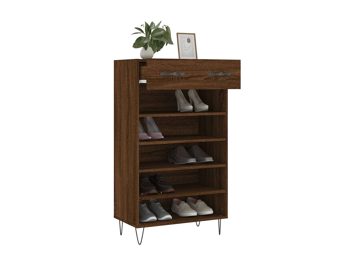 Armoire à chaussures chêne marron 60x35x105cm bois d'ingénierie