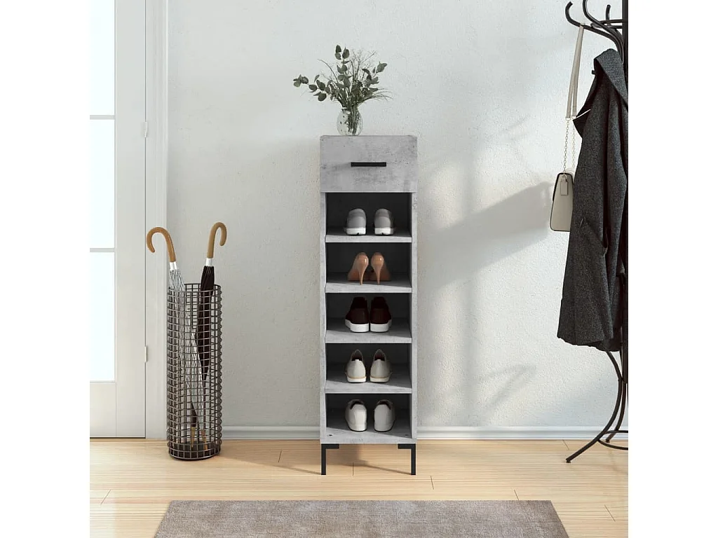 Armoire à chaussures gris béton 30x35x105 cm bois d'ingénierie