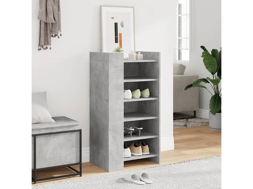 Armoire à chaussures gris béton 52x37,5x100cm bois d'ingénierie