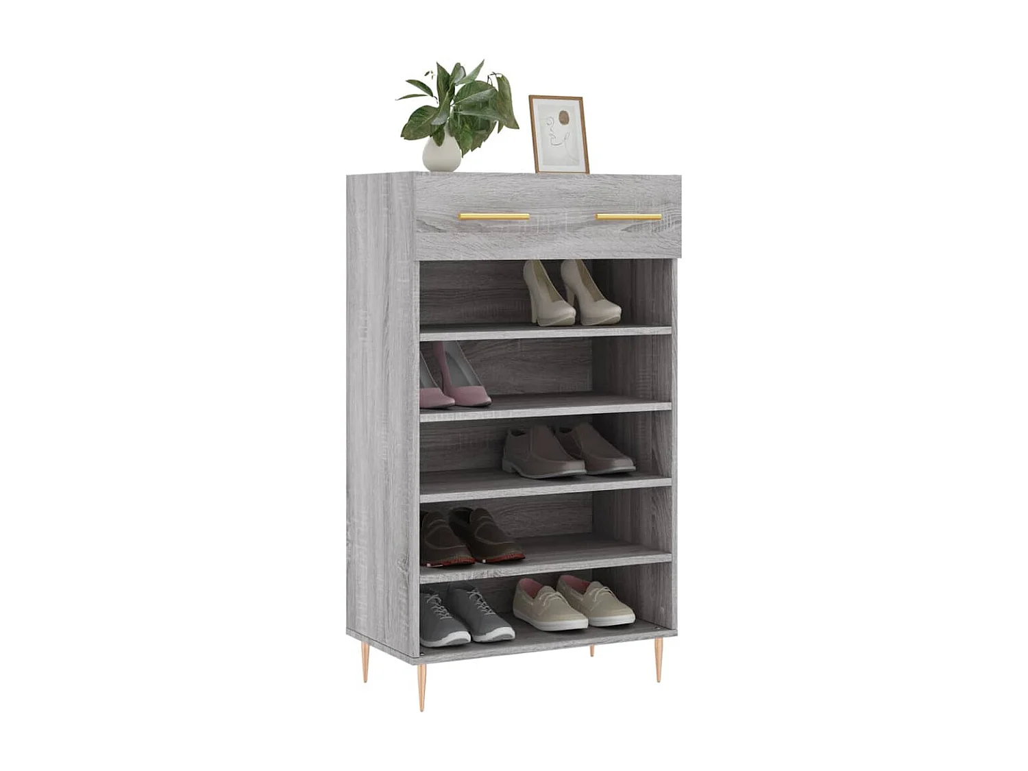 Zapatero Sonoma gris 60x35x105 cm de madera contrachapada