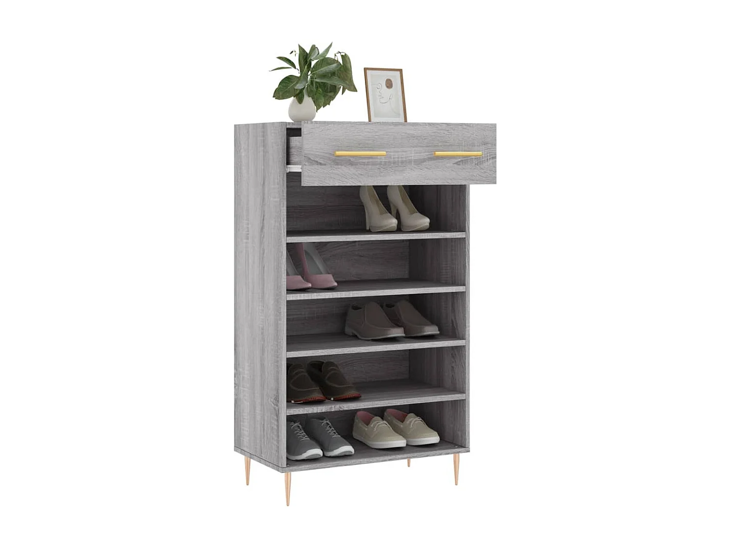 Zapatero Sonoma gris 60x35x105 cm de madera contrachapada