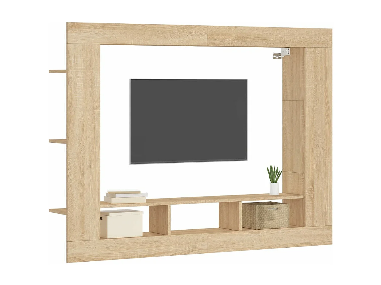 Meuble TV chêne sonoma 152x22x113 cm bois d'ingénierie