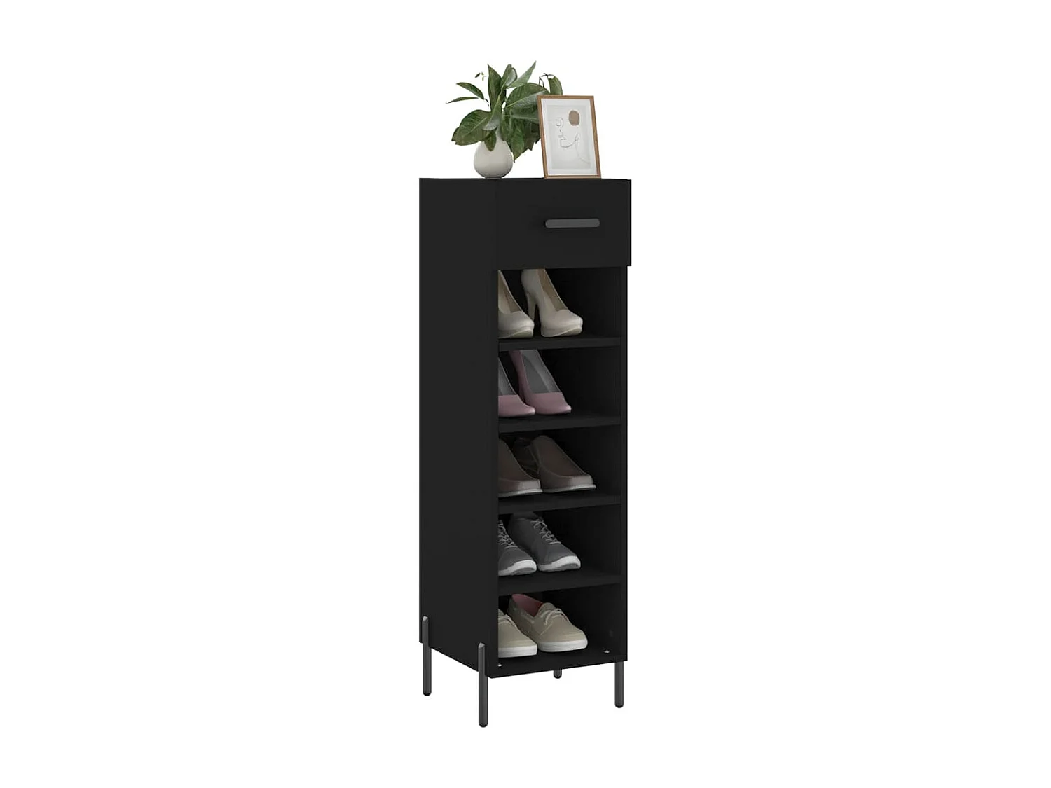 Armoire à chaussures noir 30x35x105 cm bois d'ingénierie