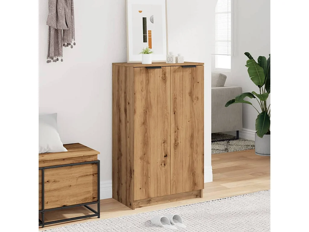 Zapatero artesanal de madera contrachapada de roble.