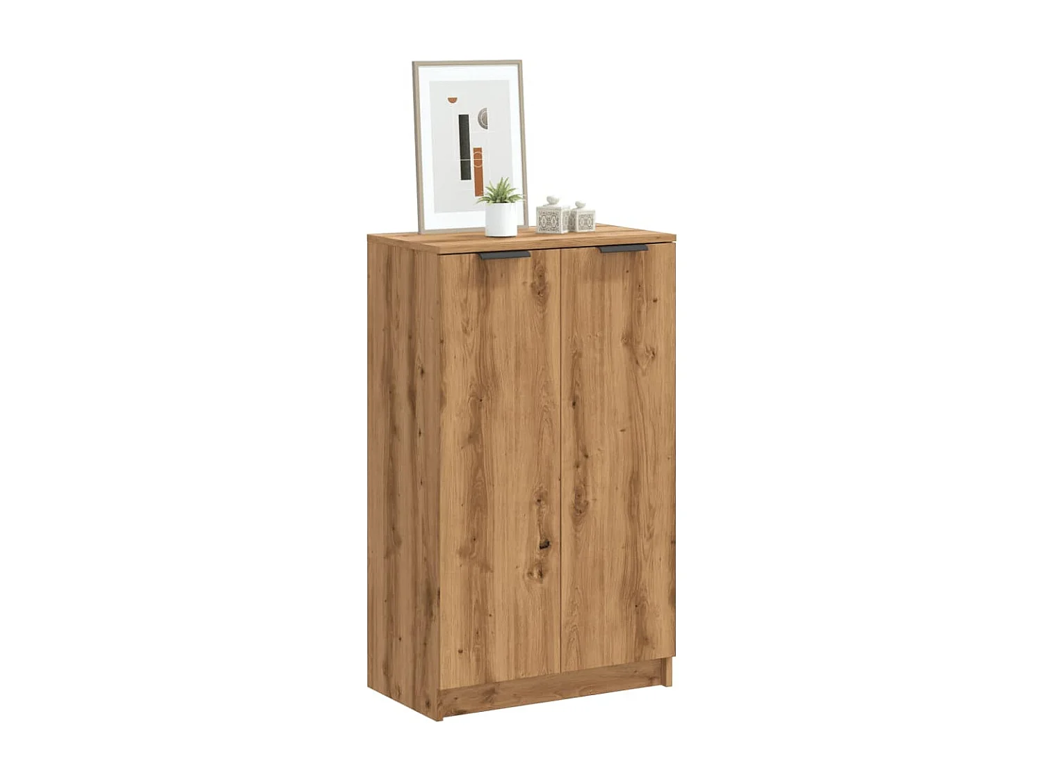 Zapatero artesanal de madera contrachapada de roble.