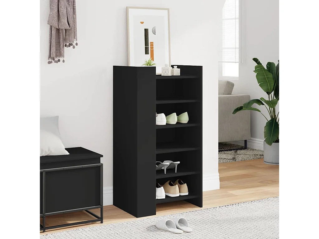 Armoire à chaussures noir 52x37,5x100 cm bois d'ingénierie