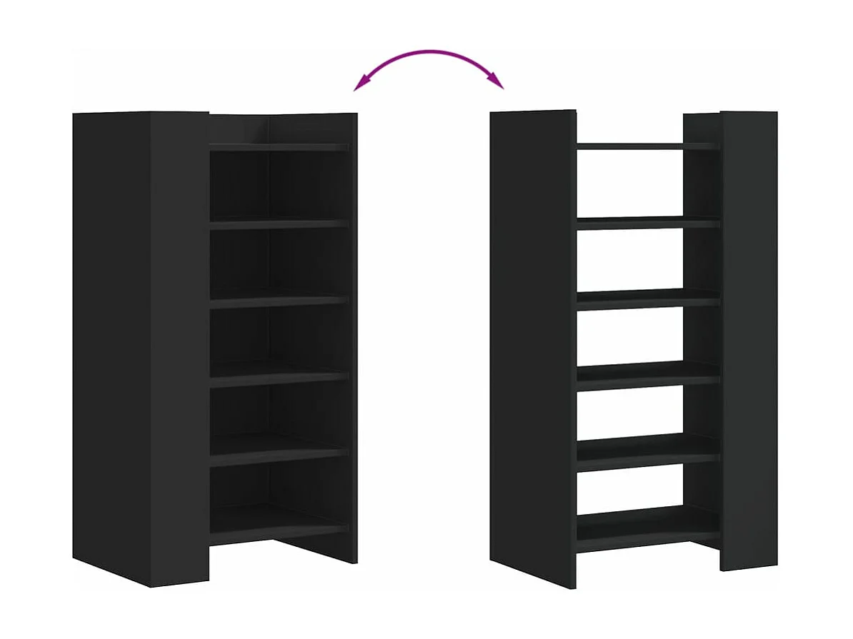 Armoire à chaussures noir 52x37,5x100 cm bois d'ingénierie