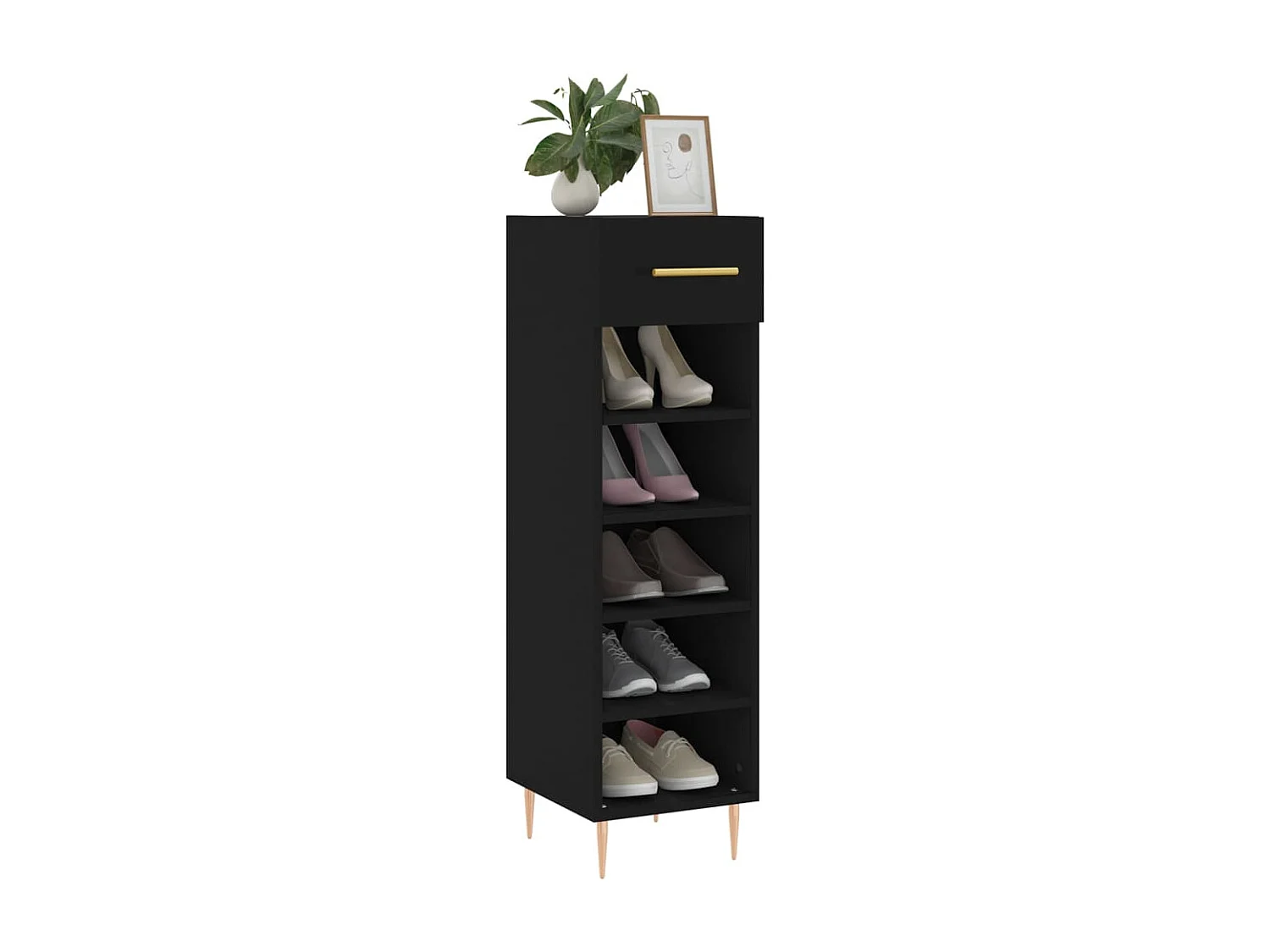 Armoire à chaussures noir 30x35x105 cm bois d'ingénierie