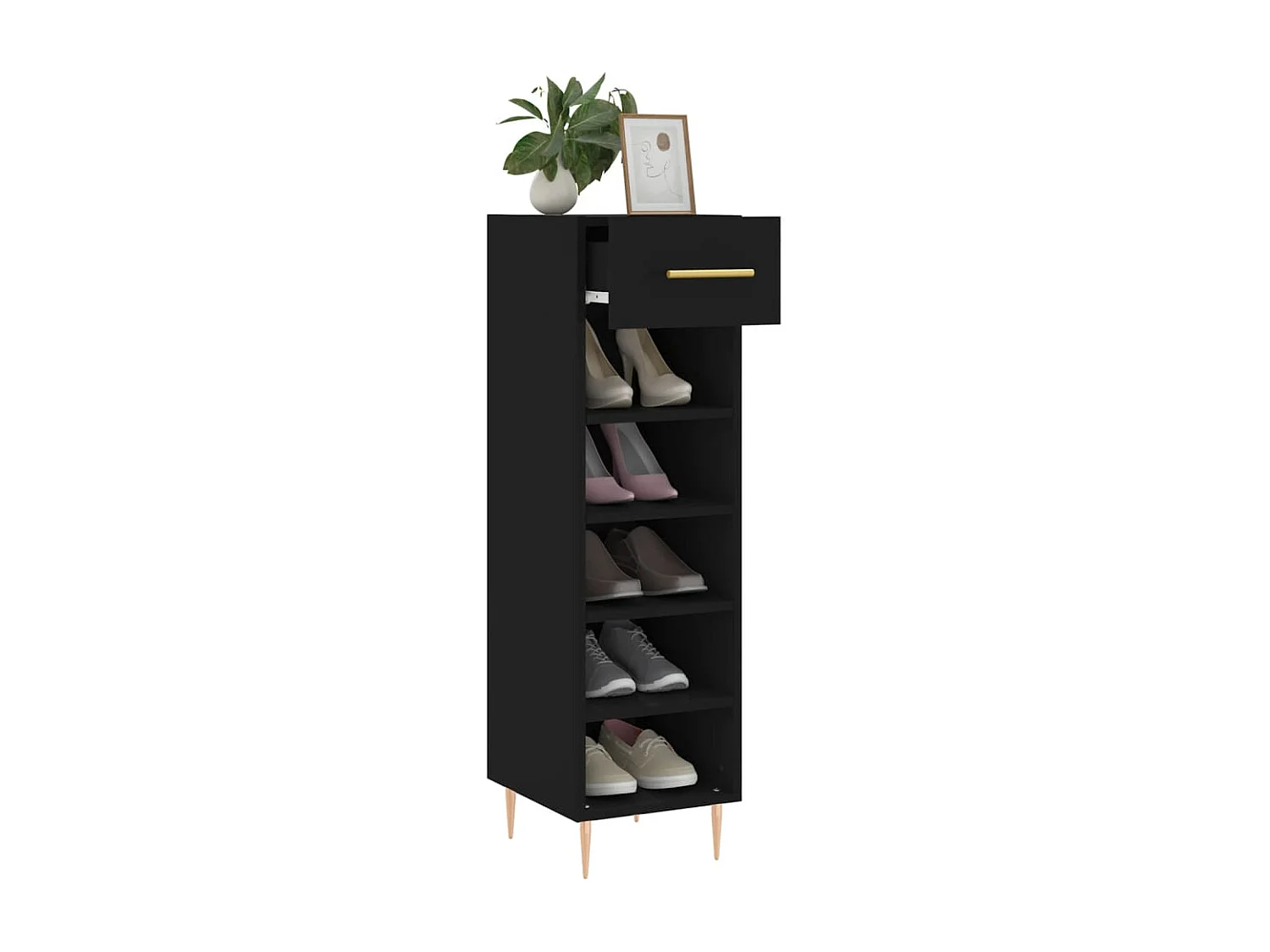 Armoire à chaussures noir 30x35x105 cm bois d'ingénierie