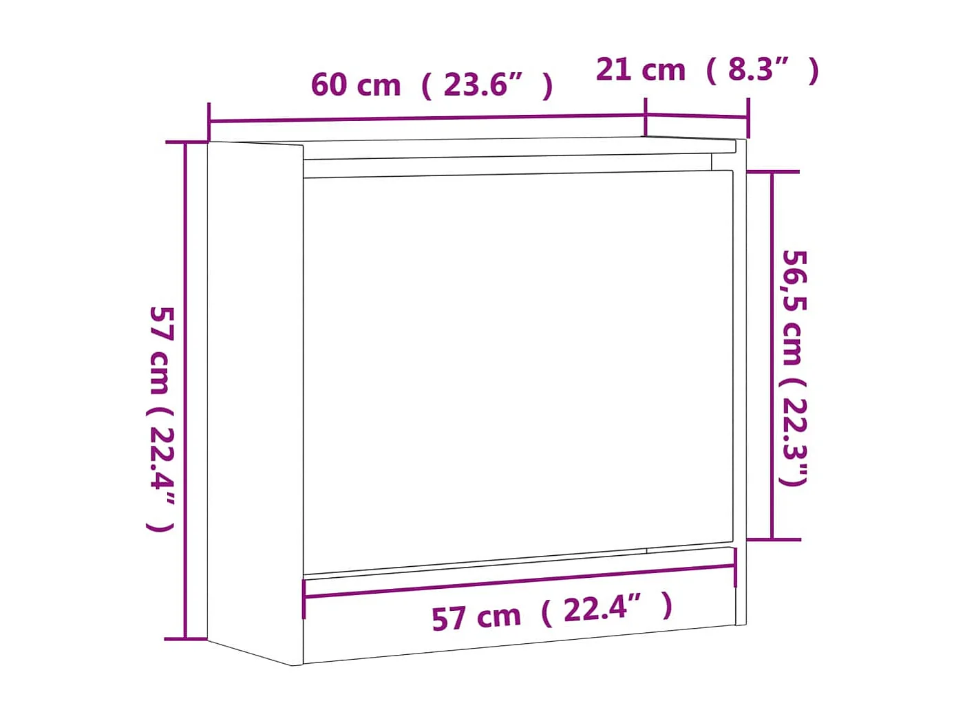 Zapatero Sonoma gris 60x21x57 cm de madera contrachapada