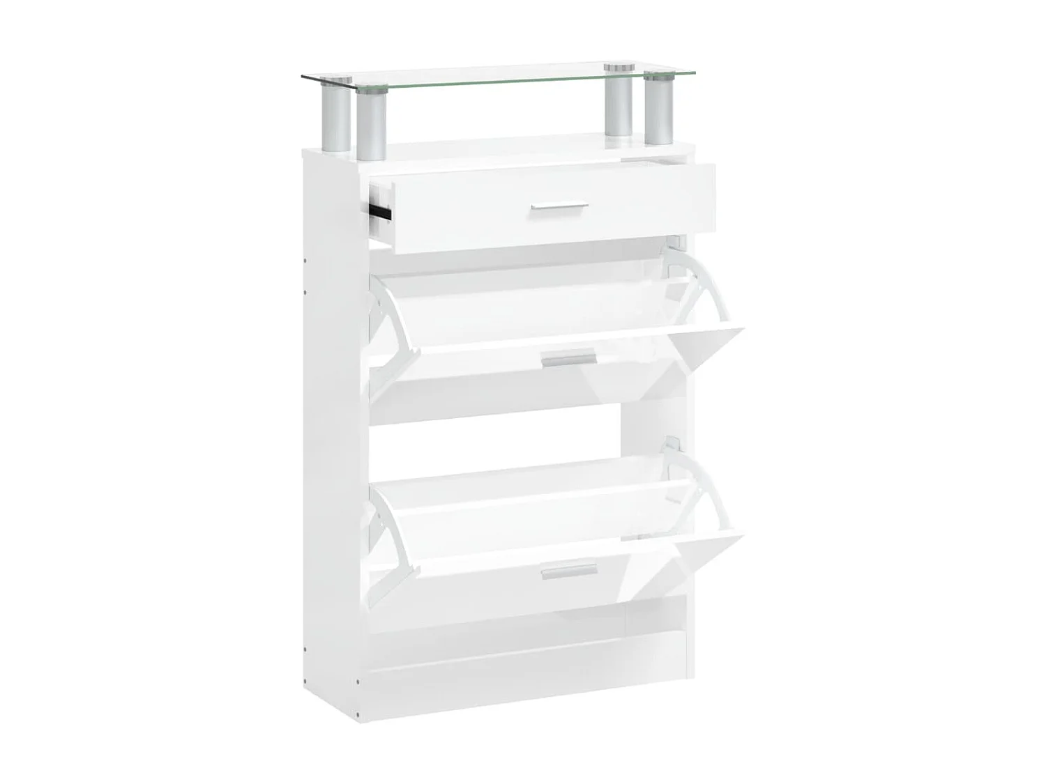 Scarpiera Bianco lucido 63x24x104 cm MDF