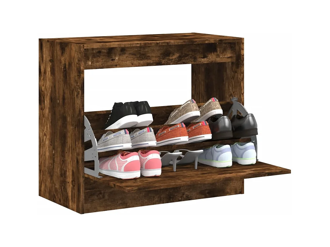 Armoire à chaussures chêne fumé 80x42x69 cm bois d'ingénierie