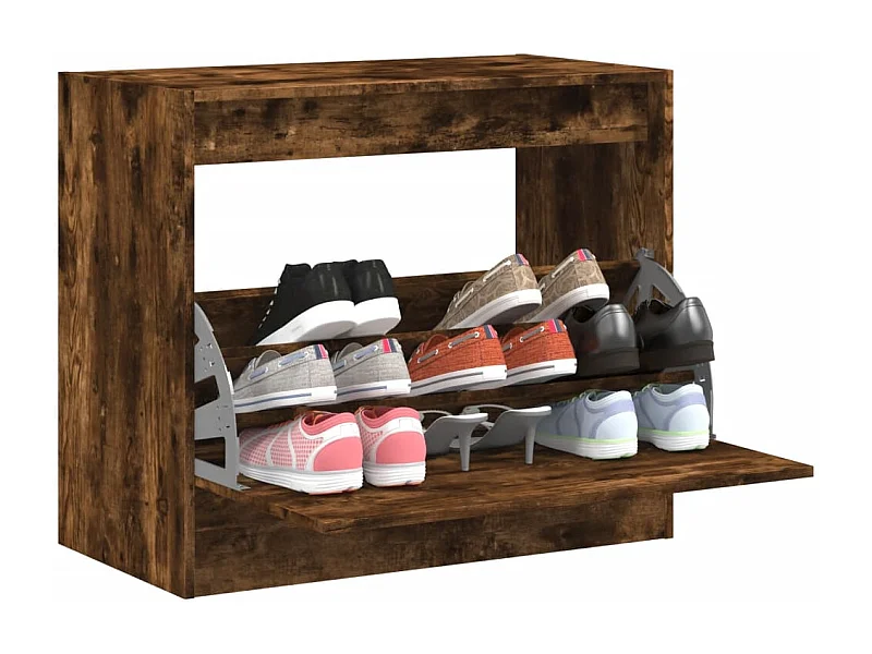 Gerookt eiken schoenenkast 80x42x69 cm samengesteld hout