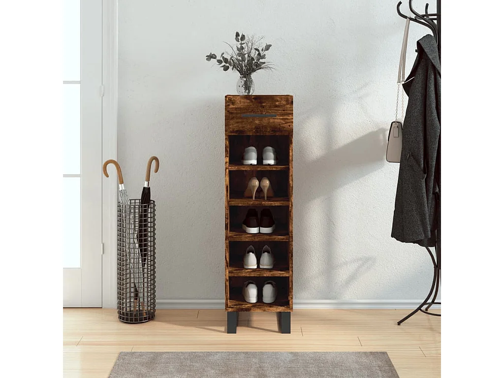 Sapateira de carvalho fumê 30x35x105 cm madeira projetada