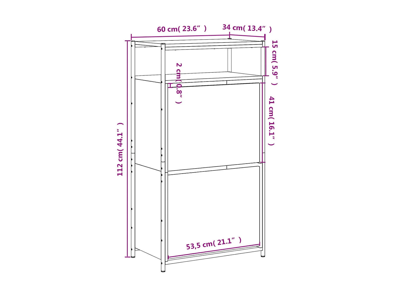 Zapatero Sonoma gris 60x34x112 cm Madera contrachapada
