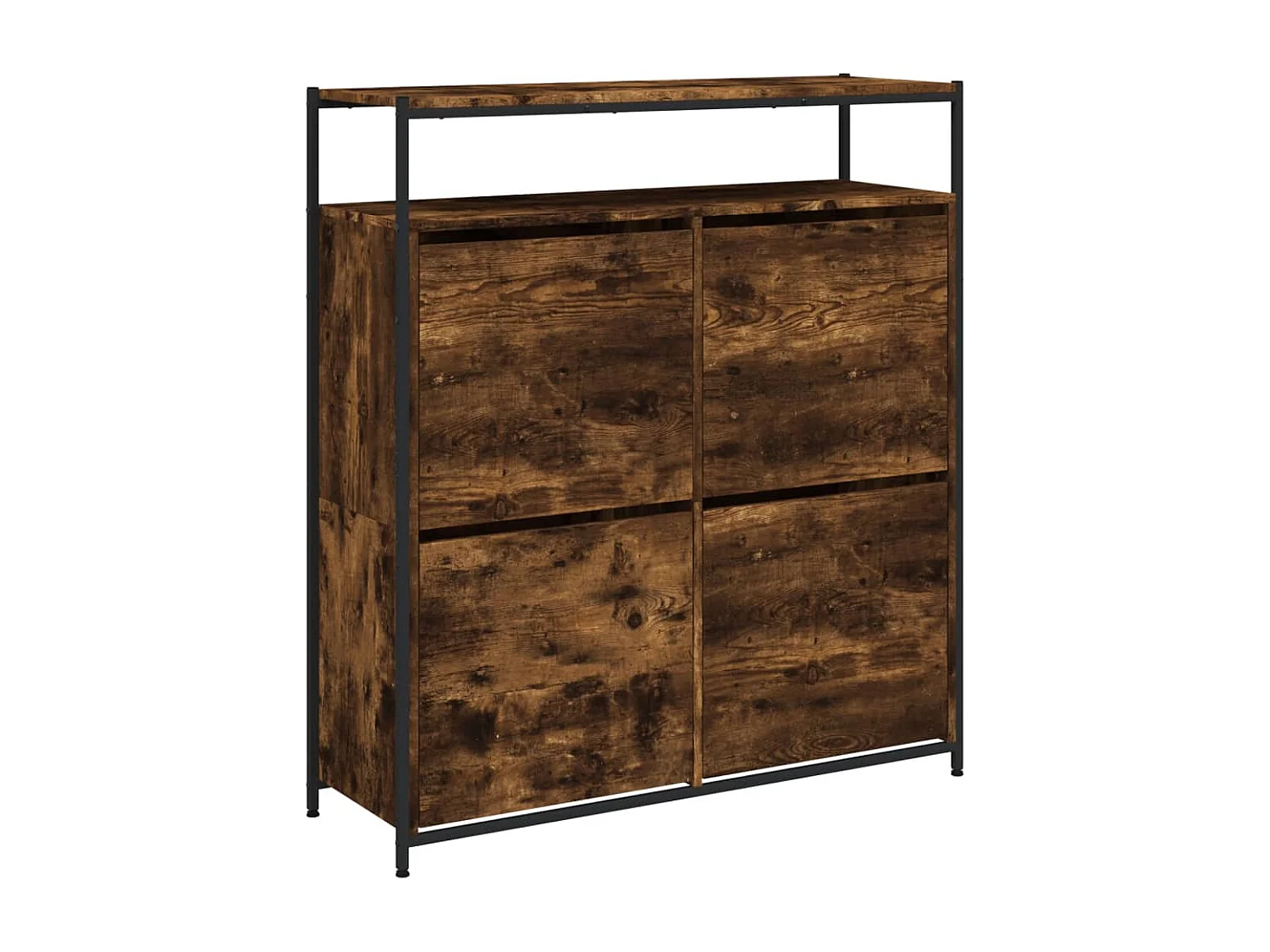 Armoire à chaussures 4 tiroirs rabattables chêne fumé