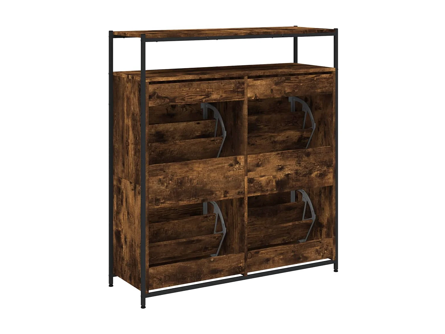 Armoire à chaussures 4 tiroirs rabattables chêne fumé