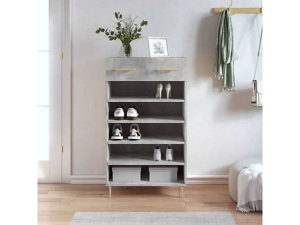 Armoire à chaussures gris béton 60x35x105 cm bois d'ingénierie
