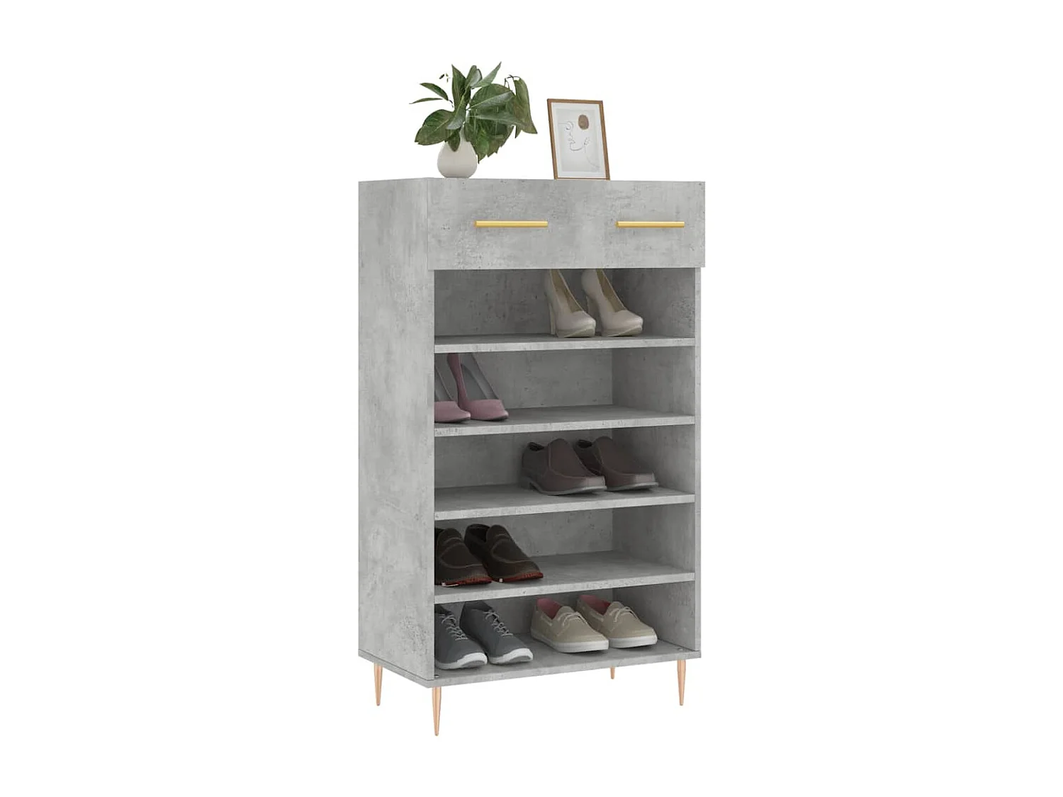 Armoire à chaussures gris béton 60x35x105 cm bois d'ingénierie