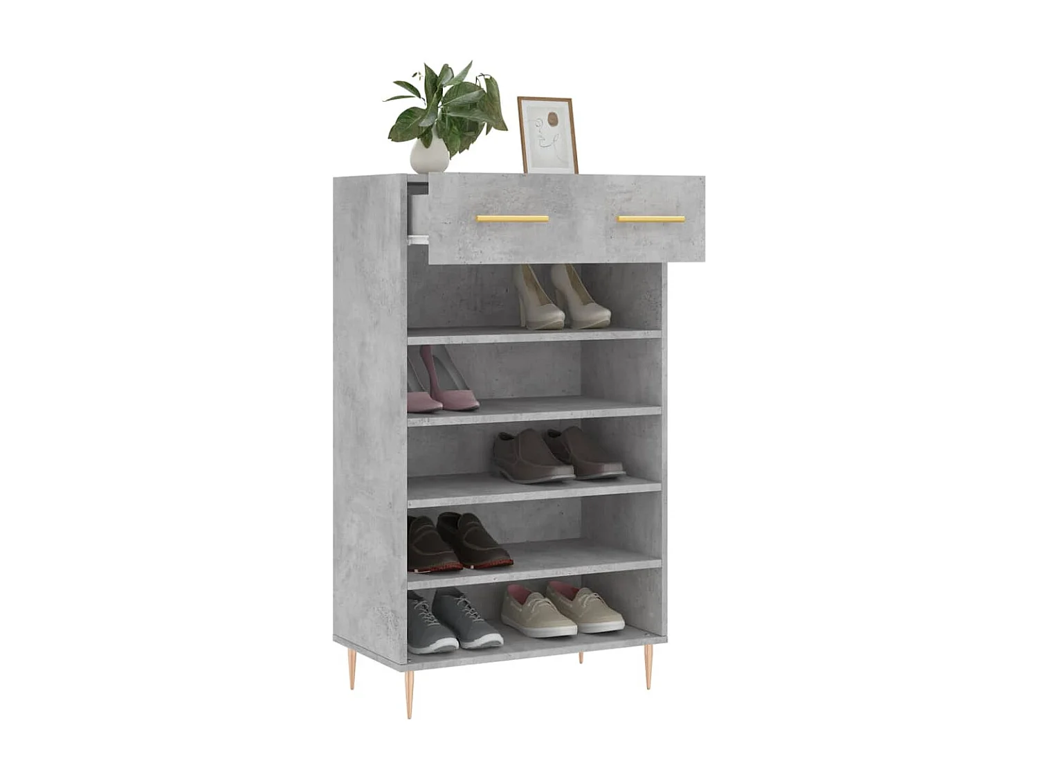 Armoire à chaussures gris béton 60x35x105 cm bois d'ingénierie