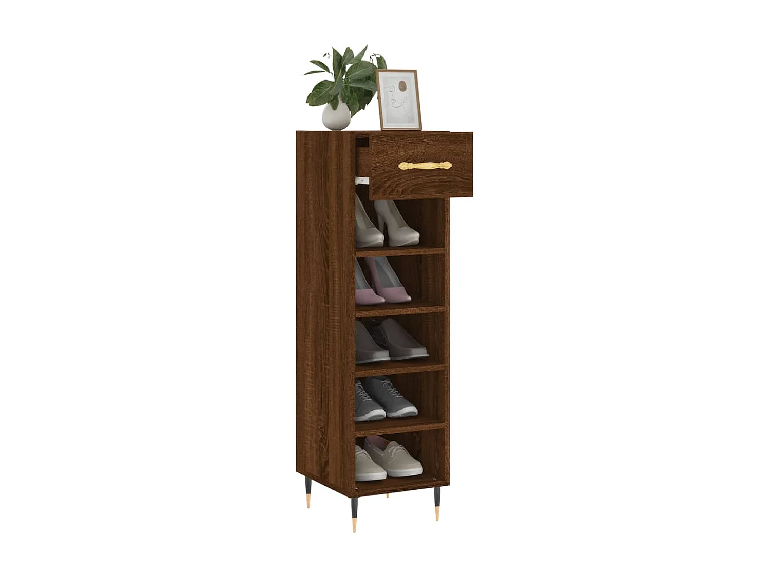 Meuble à chaussures chêne marron 30x35x105 cm bois d'ingénierie