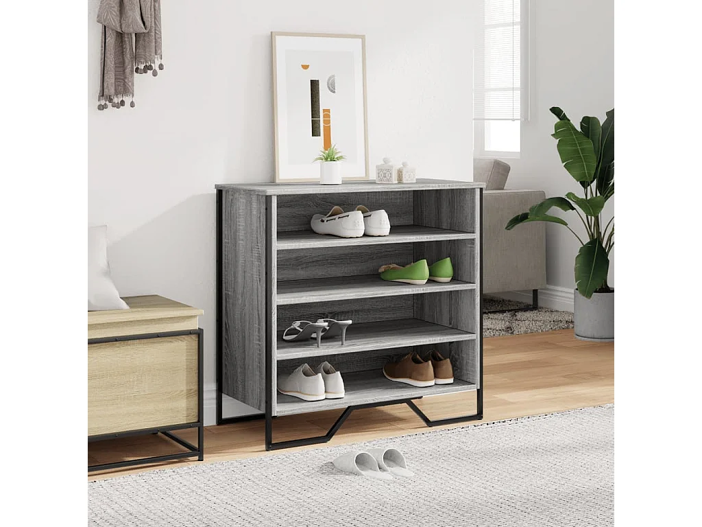 Sapateira cinza Sonoma 80x38x78 cm madeira projetada
