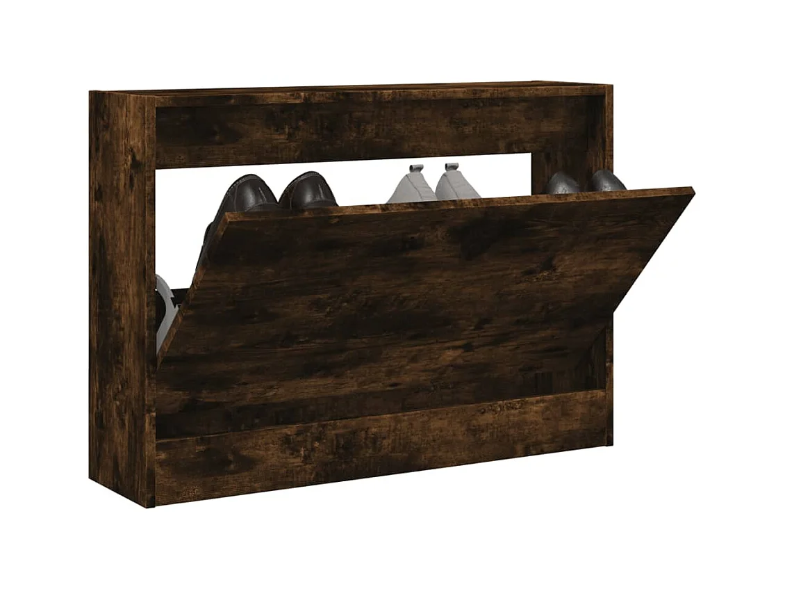 Armoire à chaussures chêne fumé 80x21x57 cm bois ingénierie