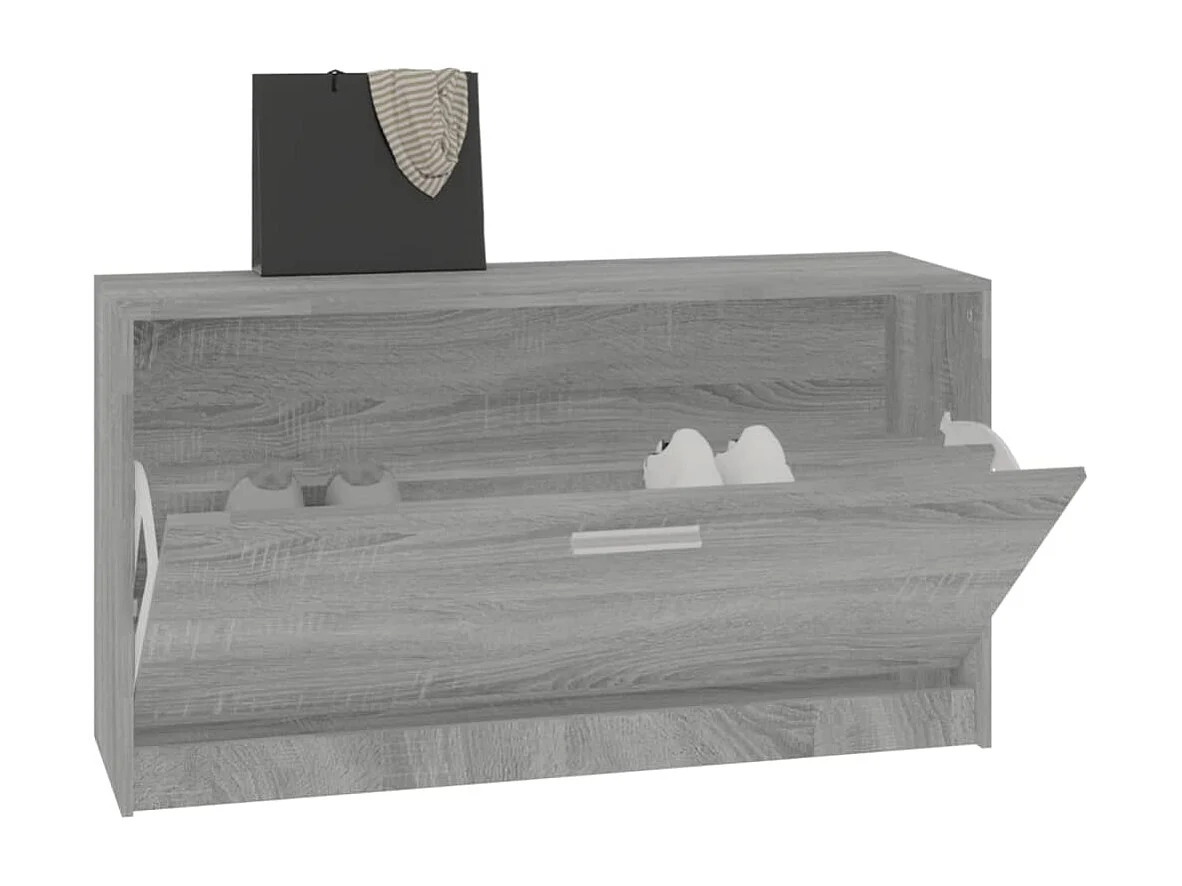 Banco zapatero Sonoma gris 80x24x45 cm Madera contrachapada