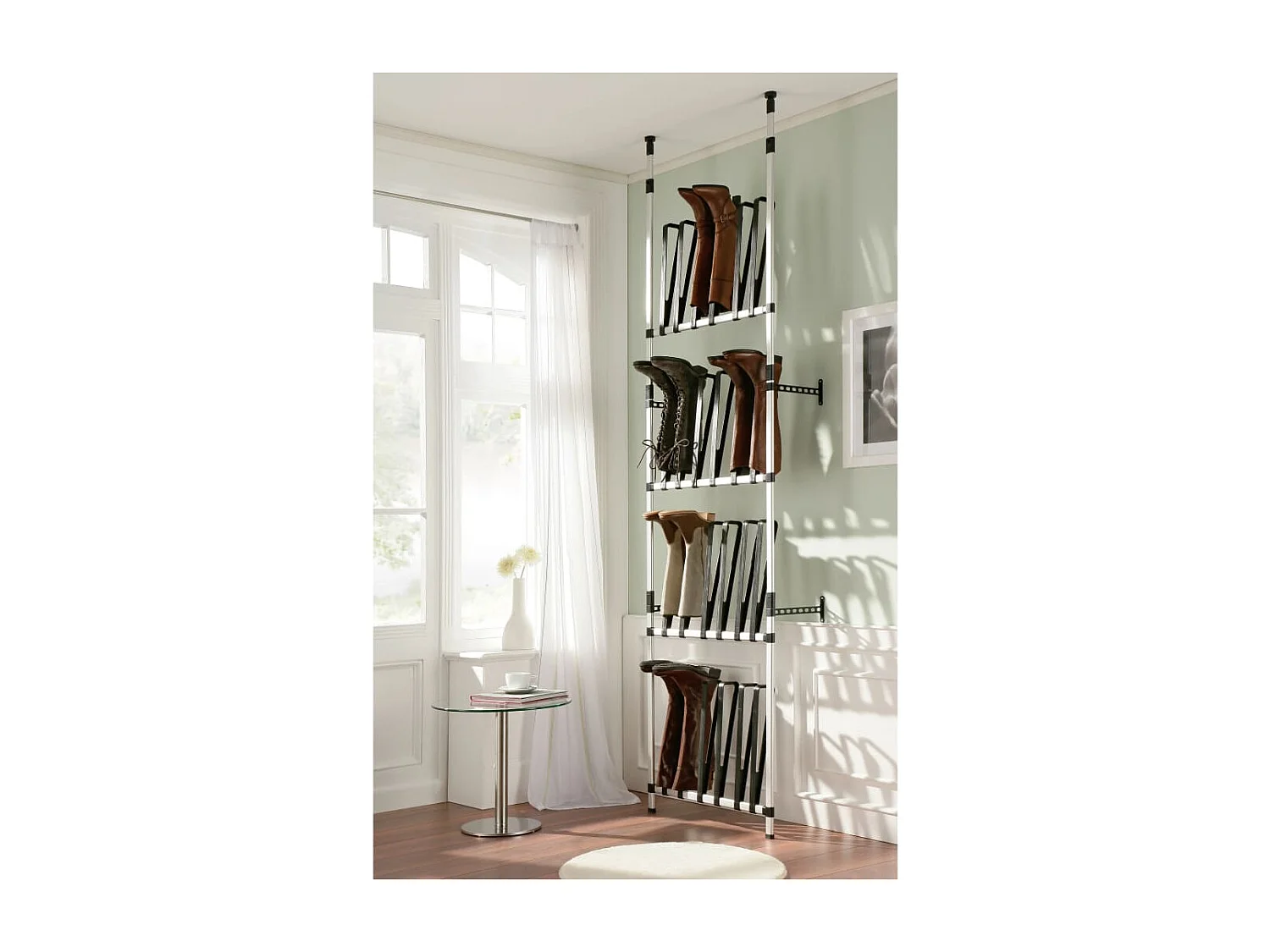 Étagère à bottes télescopique avec barres Aluminium