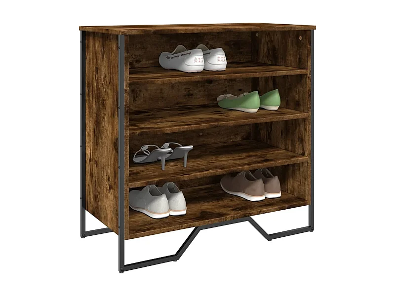 Armoire à chaussures chêne fumé 80x38x78 cm bois d'ingénierie