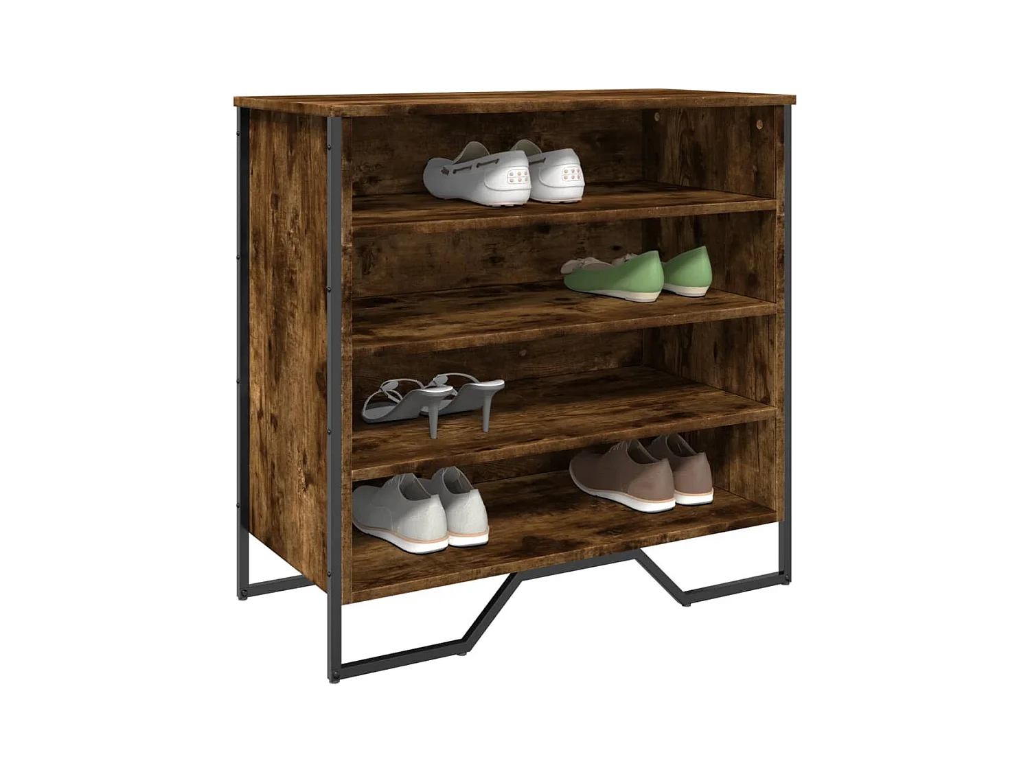 Armoire à chaussures chêne fumé 80x38x78 cm bois d'ingénierie