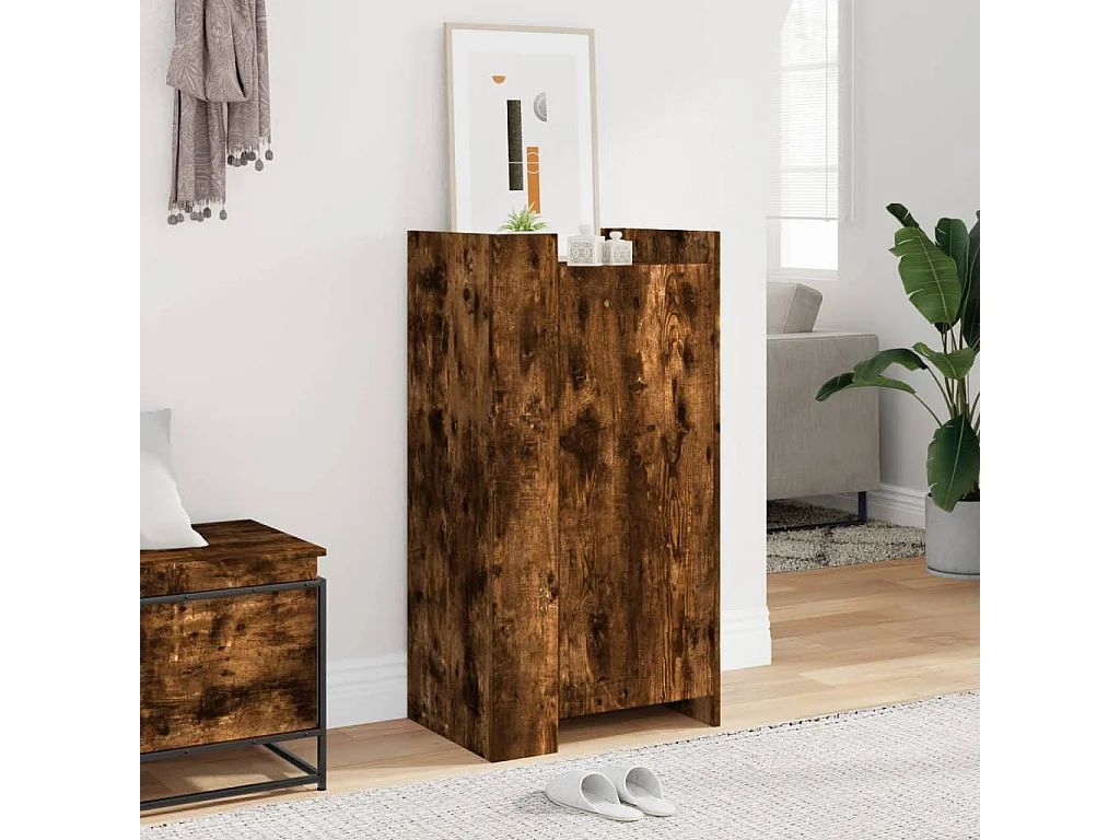 Armoire à chaussures chêne fumé 52x37,5x100cm bois d'ingénierie