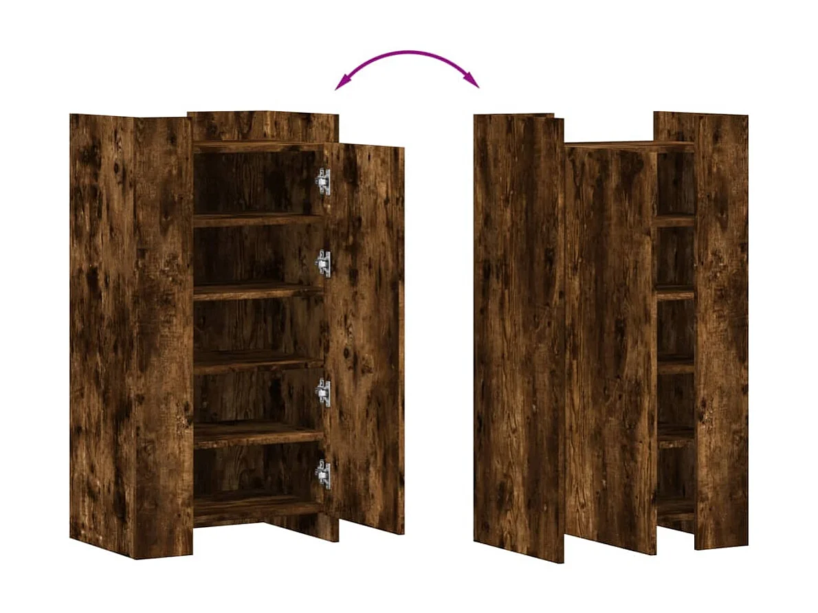 Armoire à chaussures chêne fumé 52x37,5x100cm bois d'ingénierie