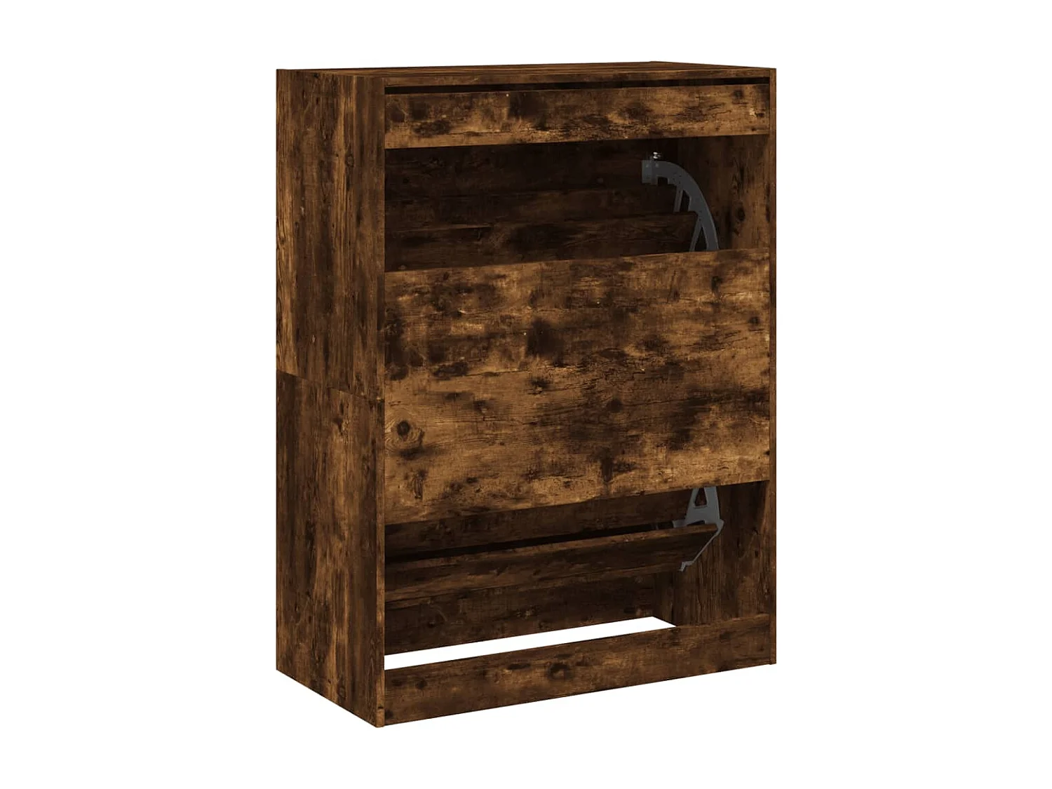 Armoire à chaussures 2 tiroirs rabattables chêne fumé