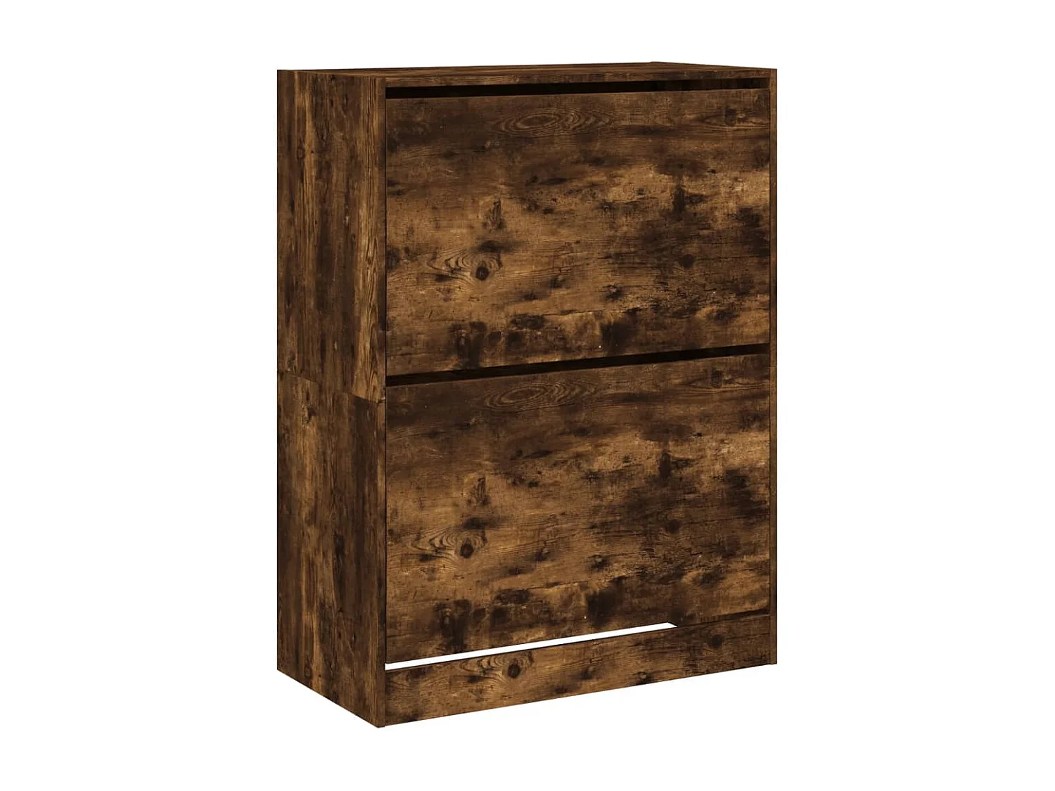 Armoire à chaussures 2 tiroirs rabattables chêne fumé