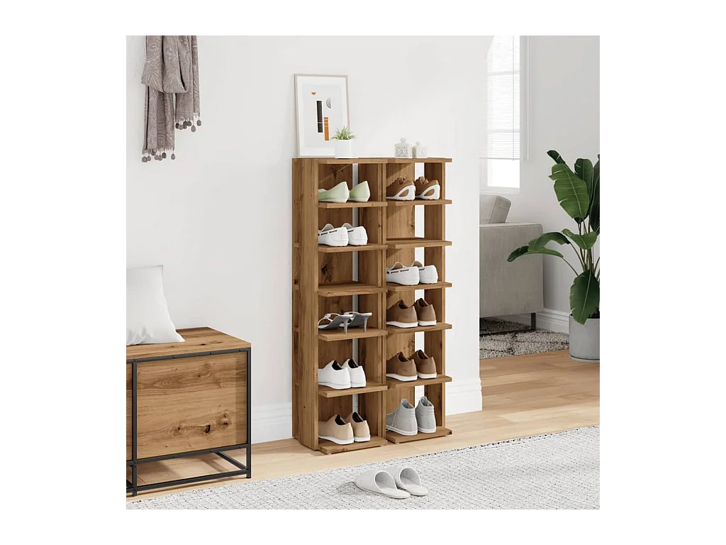 Armoires à chaussures 2 pcs chêne artisanal bois d'ingénierie