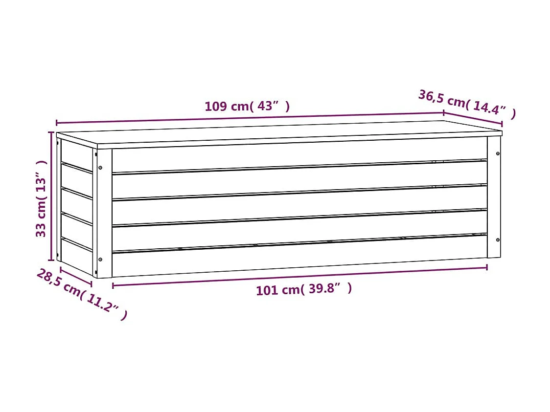 Boîte de rangement 109x36,5x33 cm Bois massif de pin