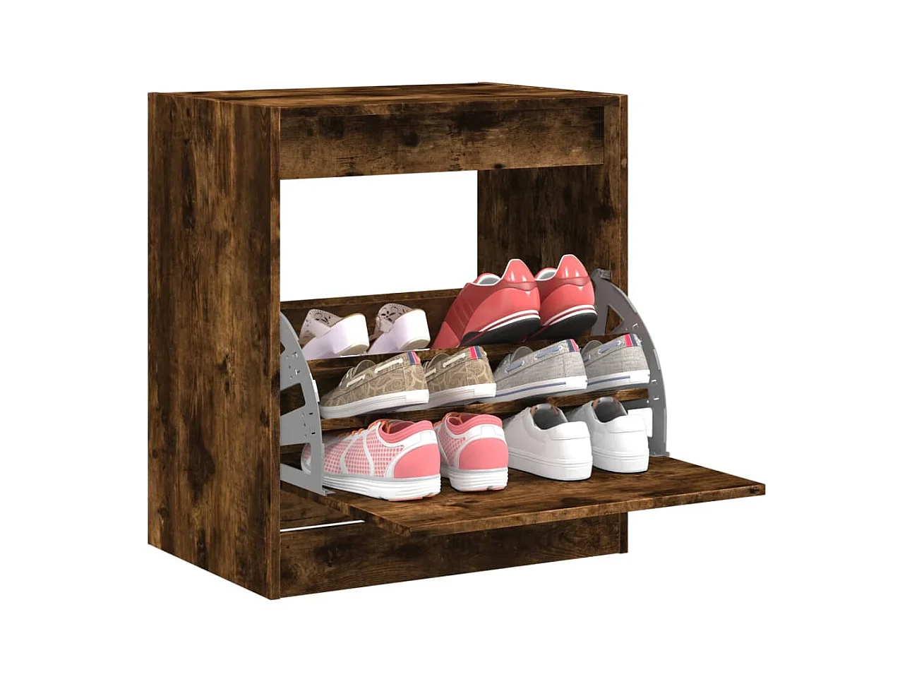 Schuhschrank aus geräucherter Eiche, 60 x 42 x 69 cm, Holzwerkstoff